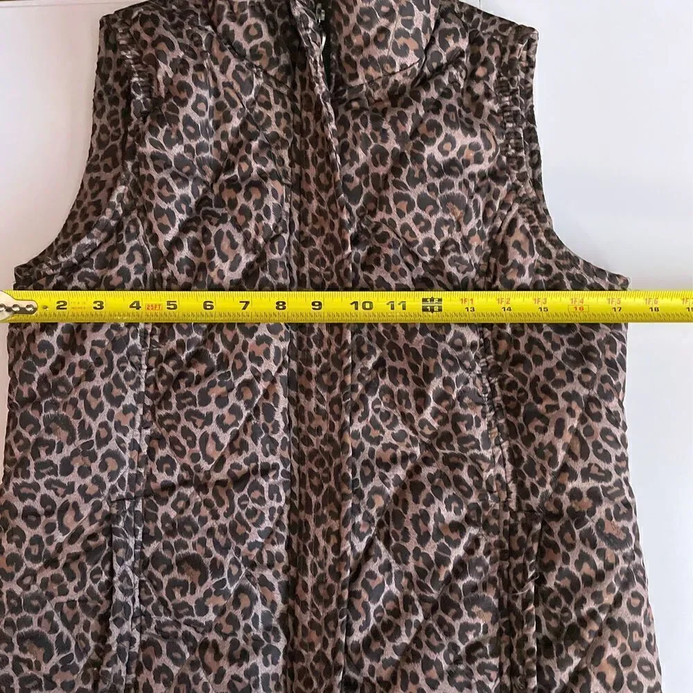 MIFRESIA women's brown leopard print puffer vest - Size S